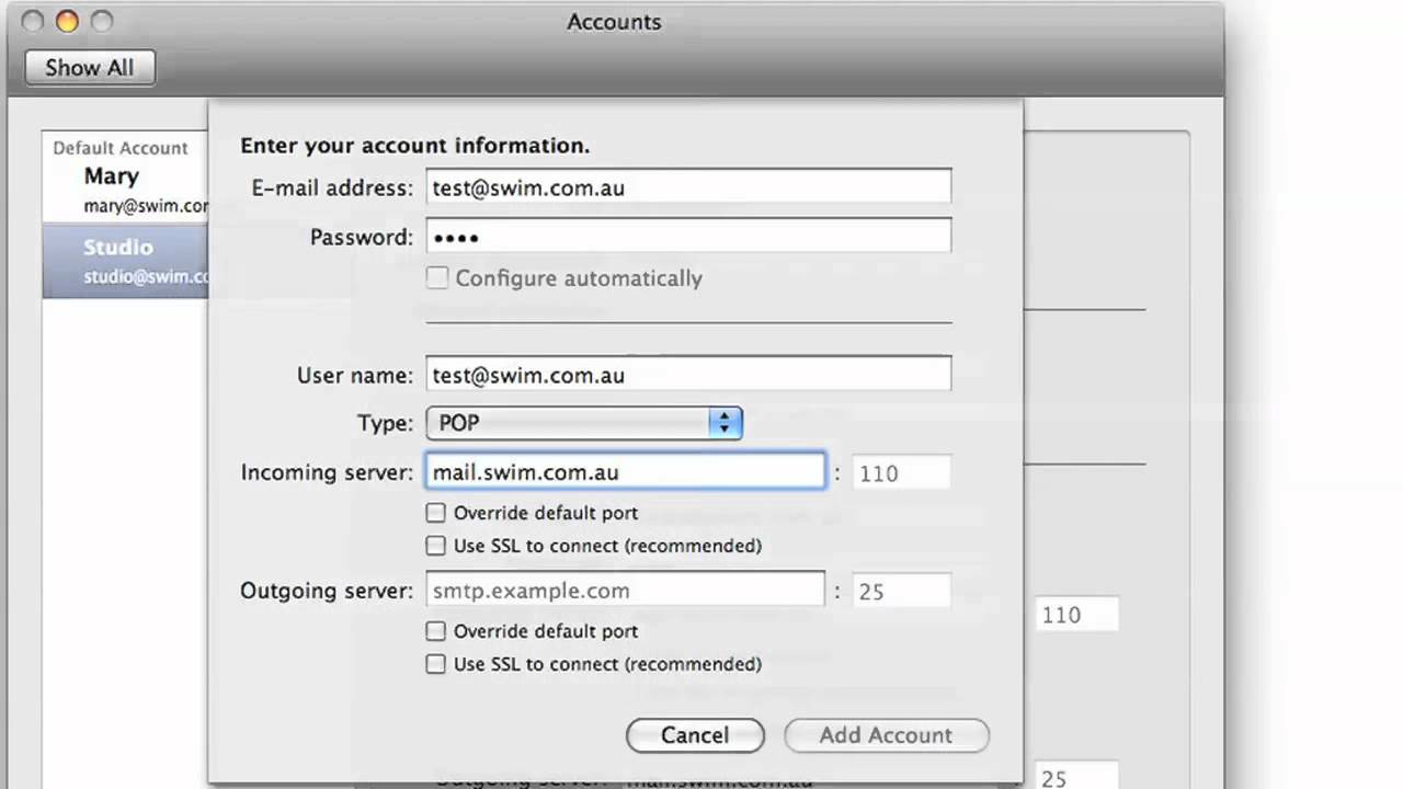 setting up multiple email accounts in outlook 2011 for mac